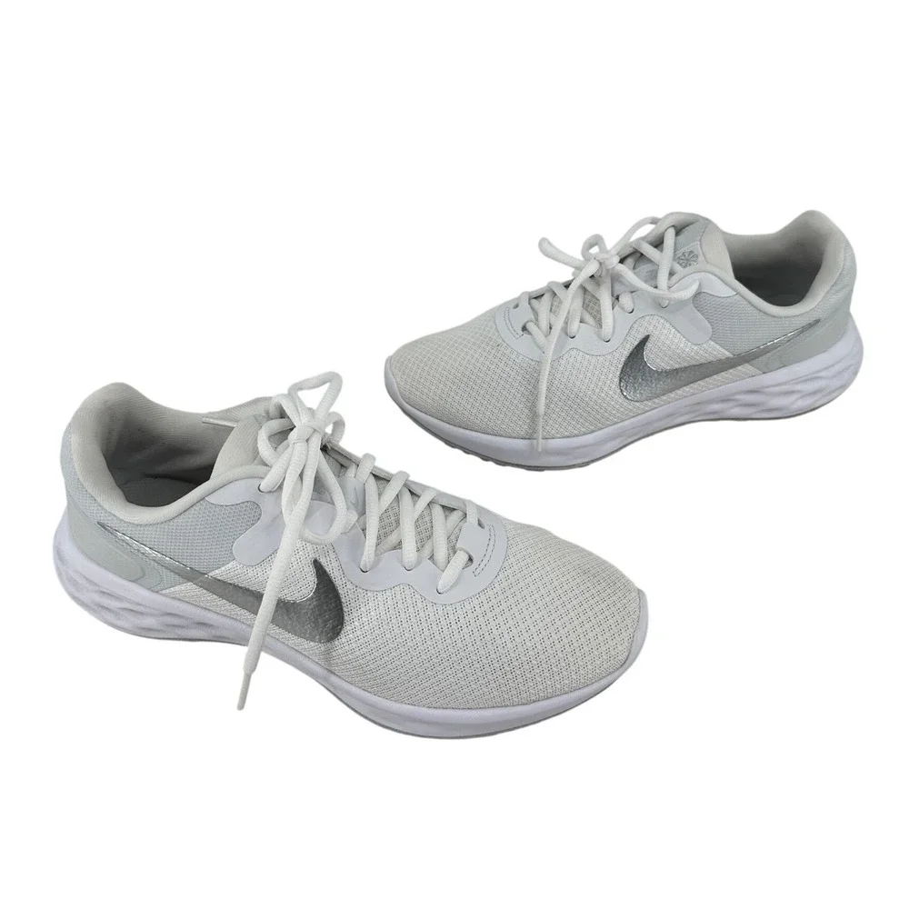 Nike Revolution 6 Next Nature Womens White Silver Running Shoes DC3729-101 8.5